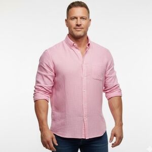 VINEYARD VINES Men’s Pink Pure Linen Button Down Shirt Long Sleeve Dress Shirt L